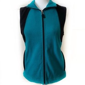 Kim Rogers Turquoise Color Block Fleece Vest S